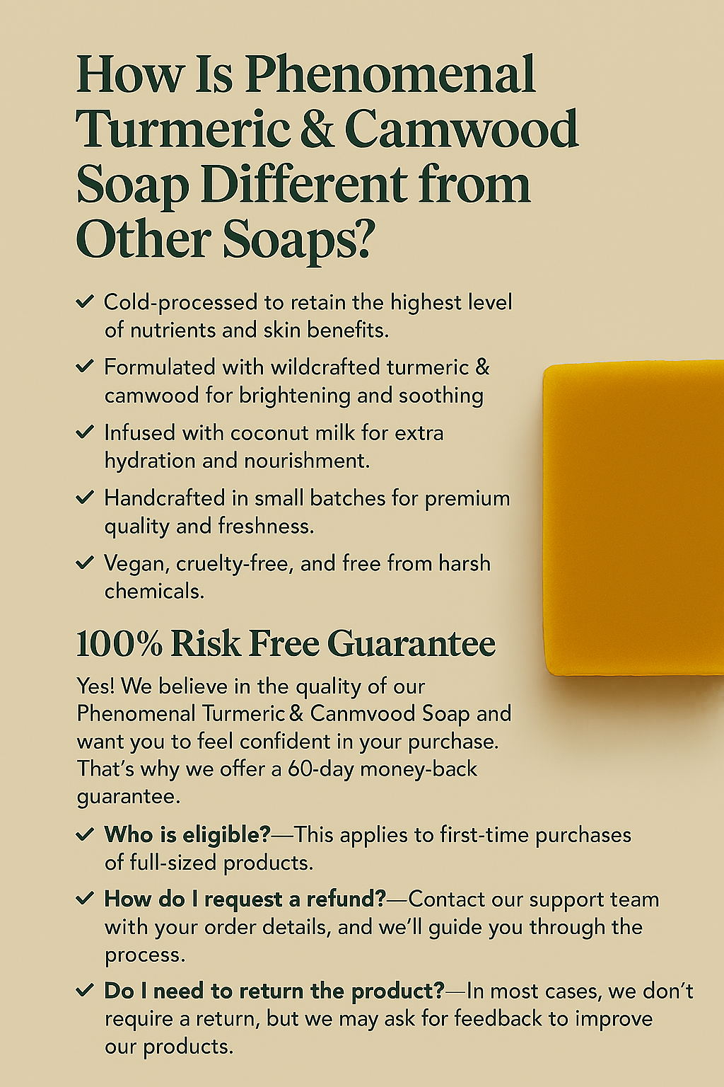 Phenomenal Turmeric, Camwood Beauty Bar + Sisal Soap Bag
